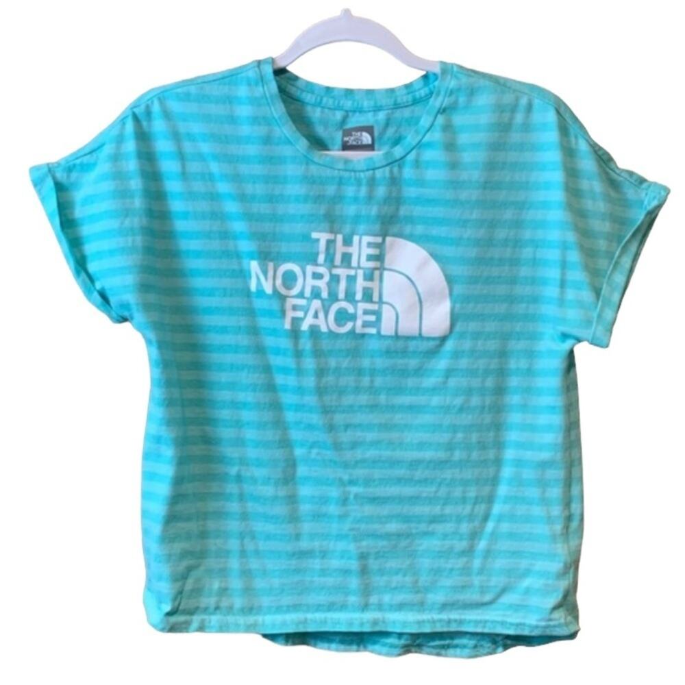 The North Face Turquoise Blue Striped Short Sleeve Top Shirt Size XL 18
